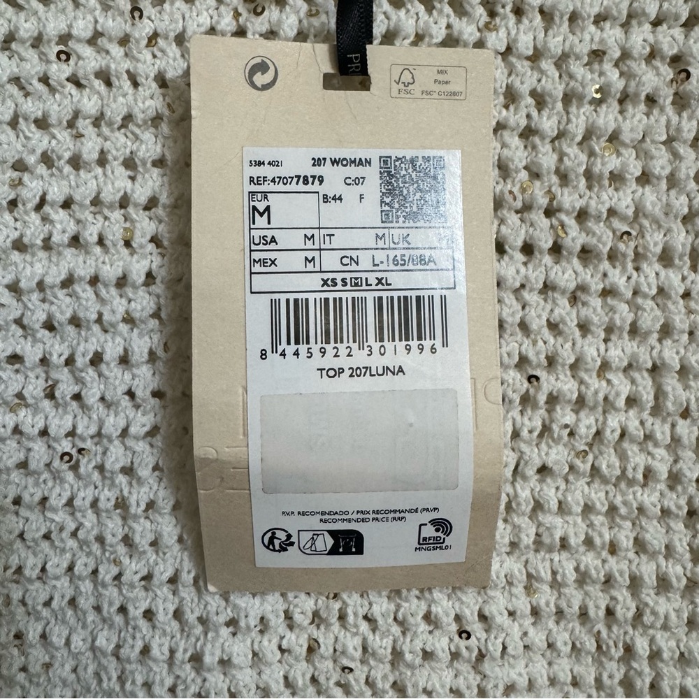 Mango White Textured Sleeveless Top Size M New with tags - Picture 5 of 8